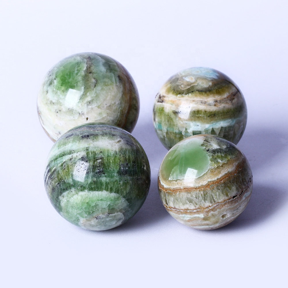 Wholesale Natural Gemstone Healing Crystal Stone Ball Green Caribbean Calcite Quartz Crystal Sphere Crystal Craft For Decoration