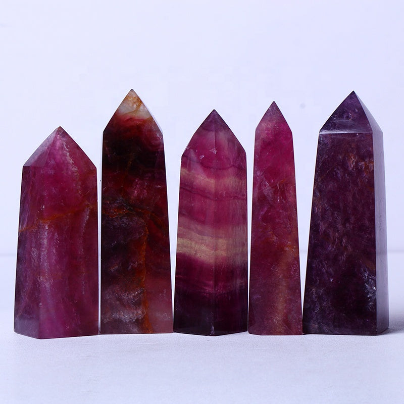 Wholesale Natural Crystal Rainbow Purple Fluorite Tower Point Healing Stone Druzy Gemstone For Home Decoration