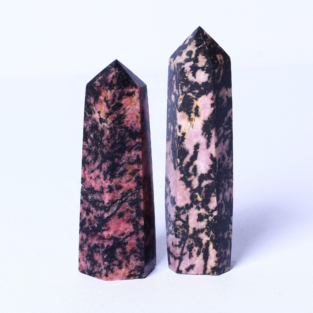 Natural Gemstone Obelisk Healing Stone Crystal Wand Rhodonite Crystal Quartz Tower Points For Home Decoration