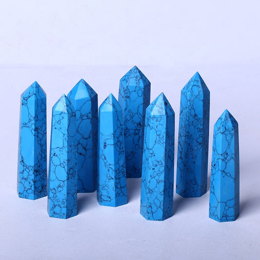 Wholesale Natural Crystal Wand Blue Turquoise Point Quartz Crystal Tower For Healing
