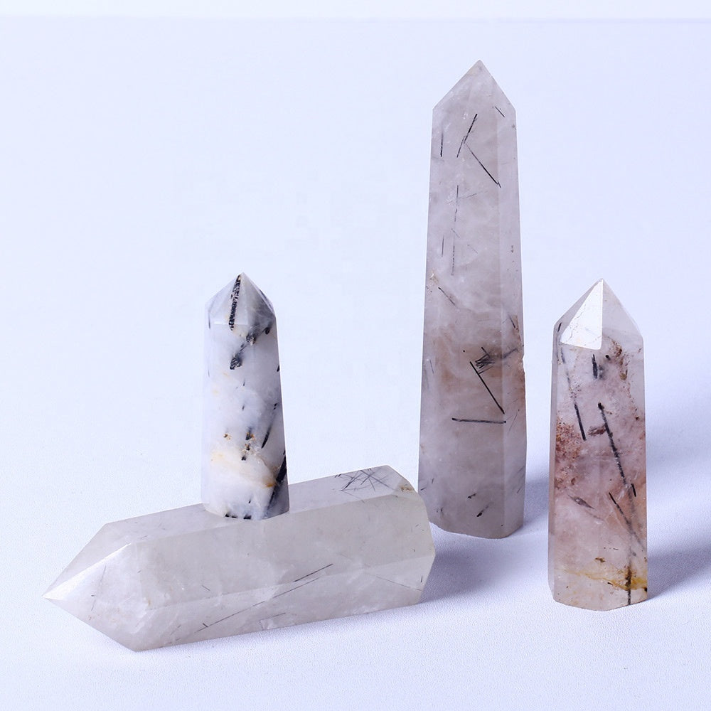 Wholesale Natural Healing Crystal Stones Raw Gemstone Wand Black Tourmaline Tower Crystal Crafts Quartz Points For Decoration