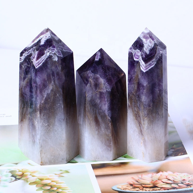 Hot Sale Dream Amethyst Tower Wholesale Bulk Gemstone High Quality Point Tower Crystal Stone Wand For Decoration