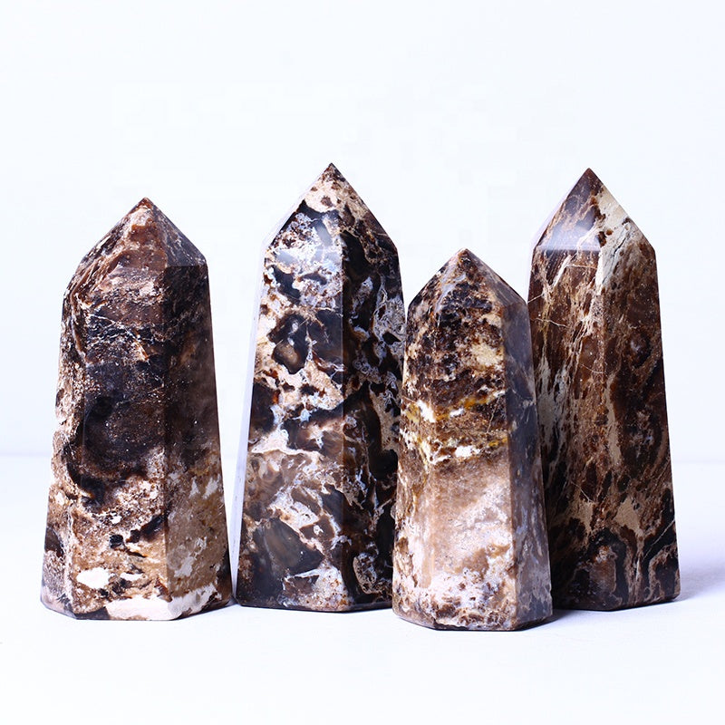 Wholesale Natural Healing Crystal Reiki Gemstone Black Opal Tower Point Wand For Home Decoration