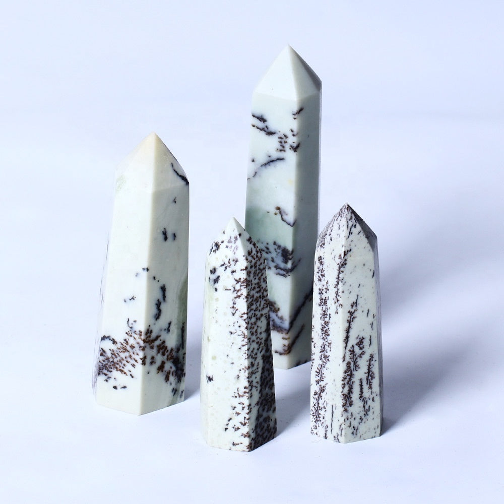 Crystals Healing Stones Tower Gemstones Point Wand Single Terminated Dendritic Opal Tower for Decoration Natural Home Decoration