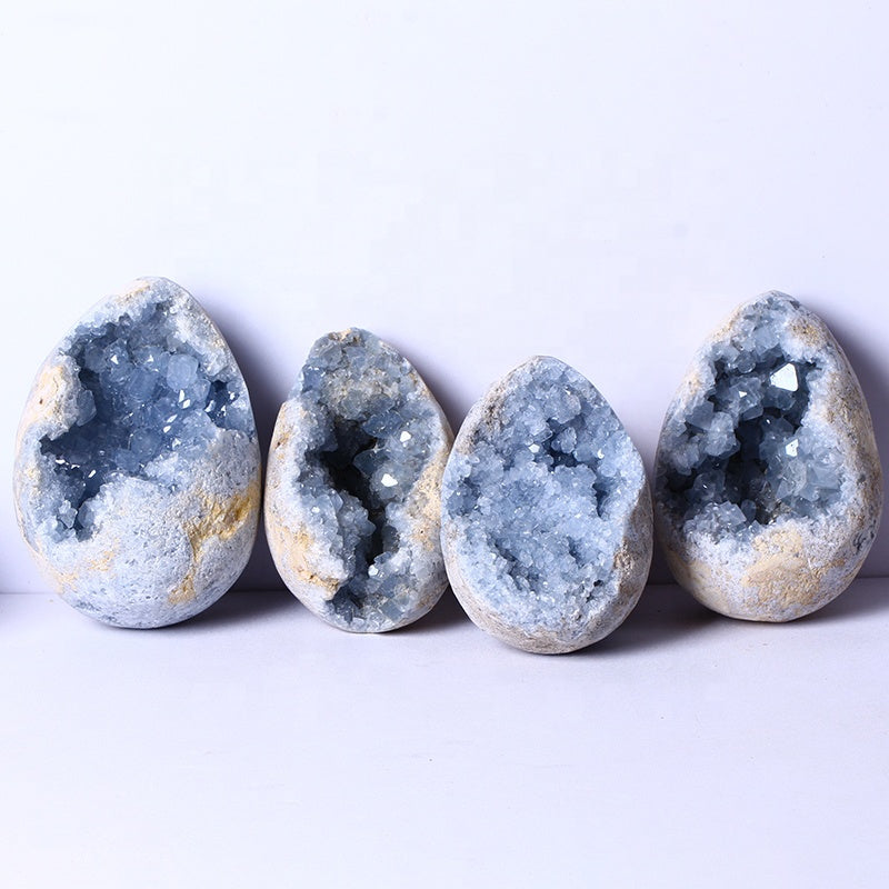Wholesale Healing Natural High Quality Quartz Crystal Crafts Celestite Cluster Egg For Home Decoration