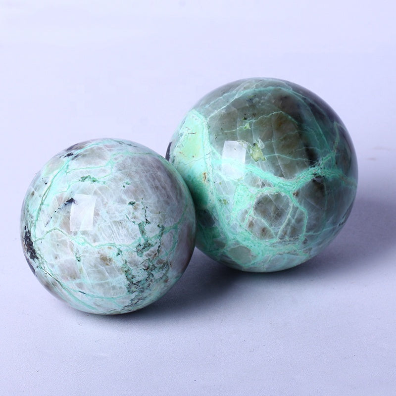 Wholesale Polished Healing Quartz Crystal ball High Quality Natural Gemstone Green Moonstone Crystal Spheres For Decoration