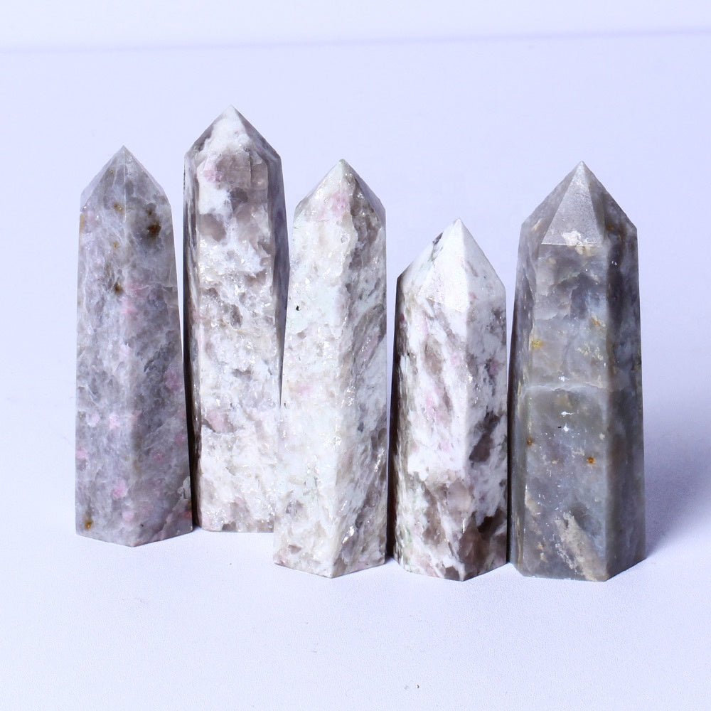 Wholesale Natural Crystal Healing Obelisk Raw Gemstone Wand Pink Tourmaline Tower Crystal Points For Collection