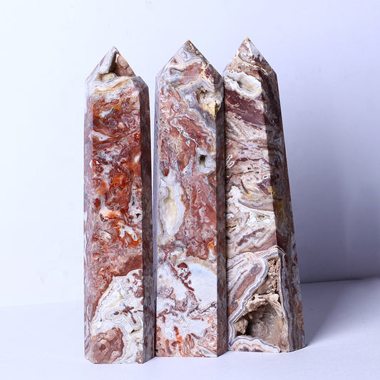 Healing Crystal Stone Wand Natural Carved Gemstone Crystal Large Wand Polished Mexican Agate Point Tower For Healing