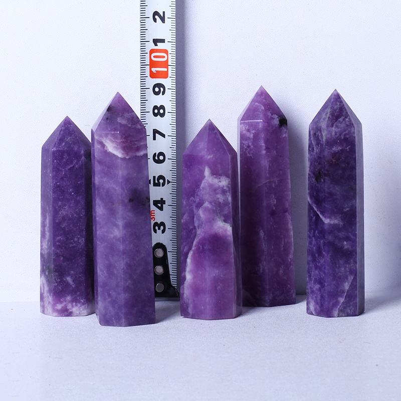 Wholesale Natural Healing Crystal Obelisk Wand Reiki Gemstone Point Purple Lepidolite Tower For Decoration