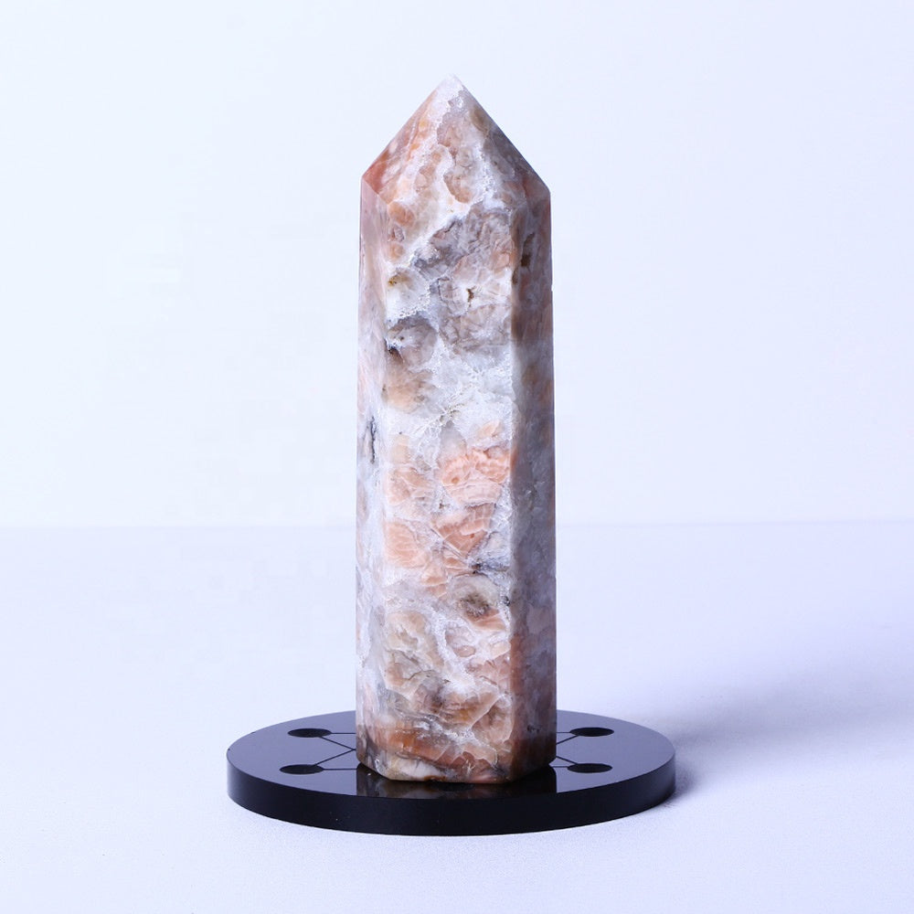 New Arrival Natural Healing Crystal Stone Wand Pink Agate Point Quartz Crystal Tower For Gifts
