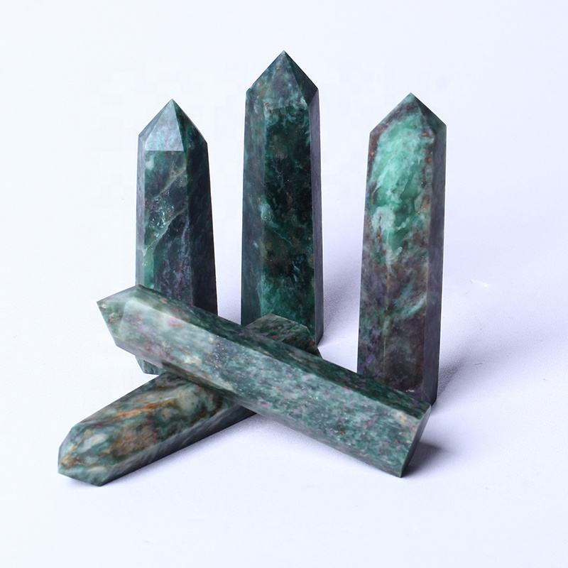 Wholesale Natural Crystal Tower Raw Gemstone Wand Healing Stone Chinese Ruby Zoisite Tower Quartz Crystal Tower For Decoration