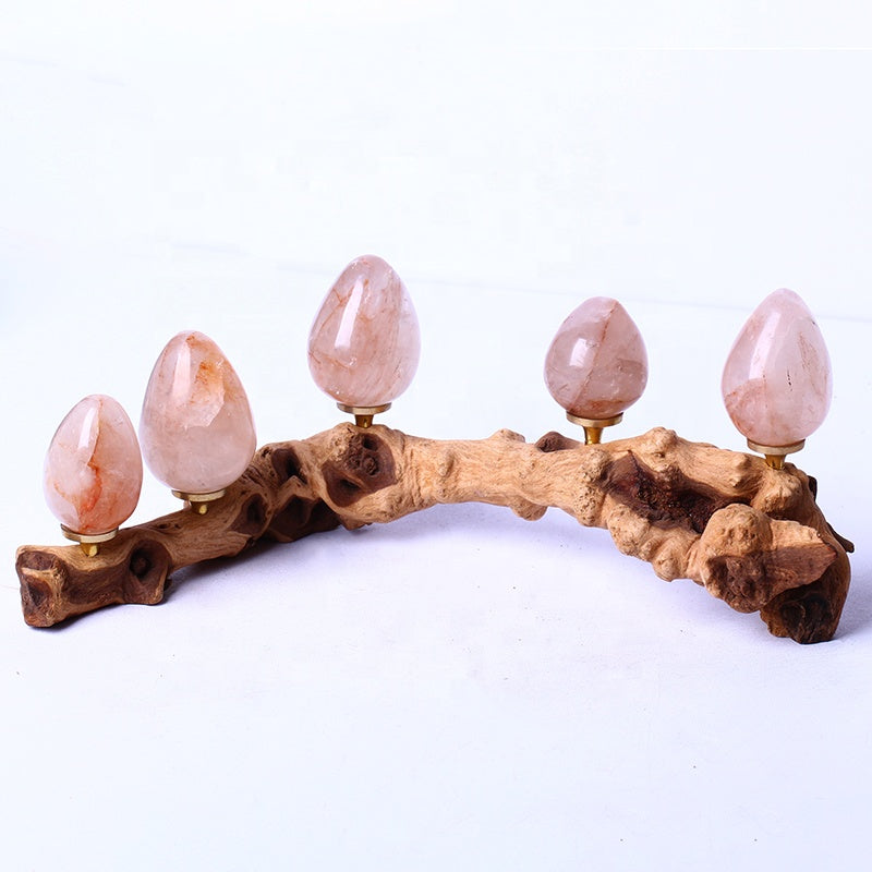 Healing Crystal Reiki Gemstone For Home Decoration Red Fire Quartz Eggs Crystal Spiritual Quartz