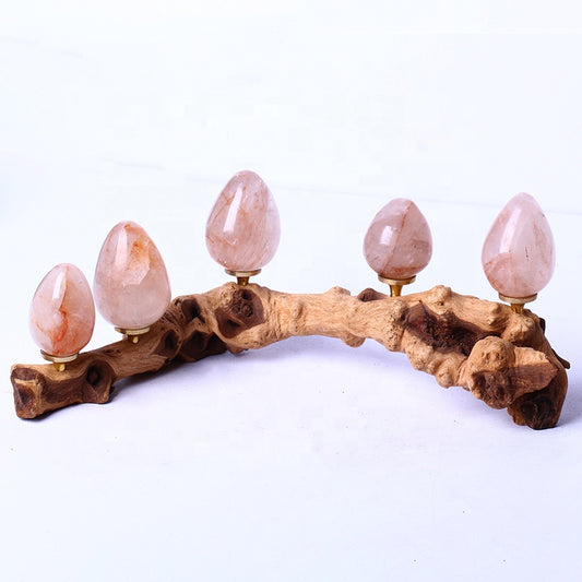 Healing Crystal Reiki Gemstone For Home Decoration Red Fire Quartz Eggs Crystal Spiritual Quartz
