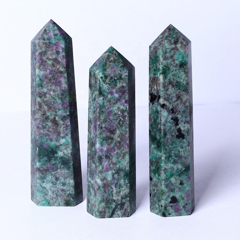 Wholesale Natural Crystal Tower Large Gemstone Wand Healing Big Chinese Ruby Zoisite Tower Quartz Crystal Tower For Decoration