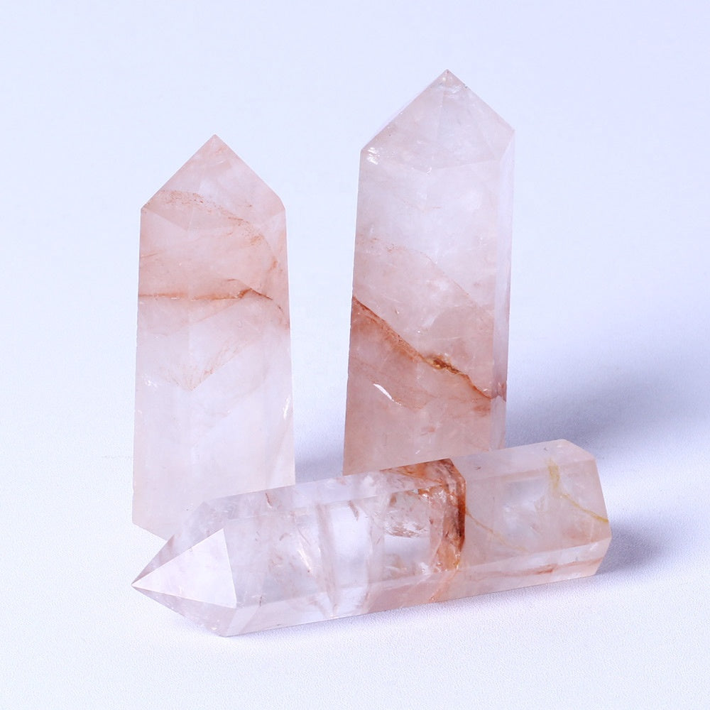 Natural Healing Crystal Stones Red Hematoid Quartz Obelisk Reiki Gemstone Wand Fire Quartz Crystal Tower Point For Decoration