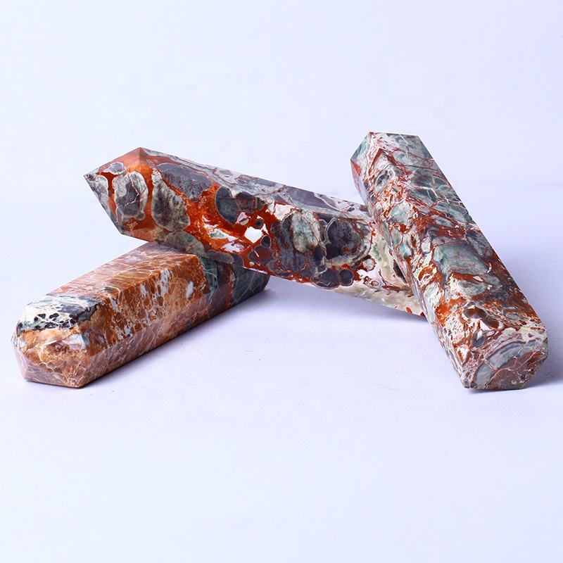 Natural Healing Crystal Stone Wand Pink Agate Point Quartz Crystal Tower For Gifts