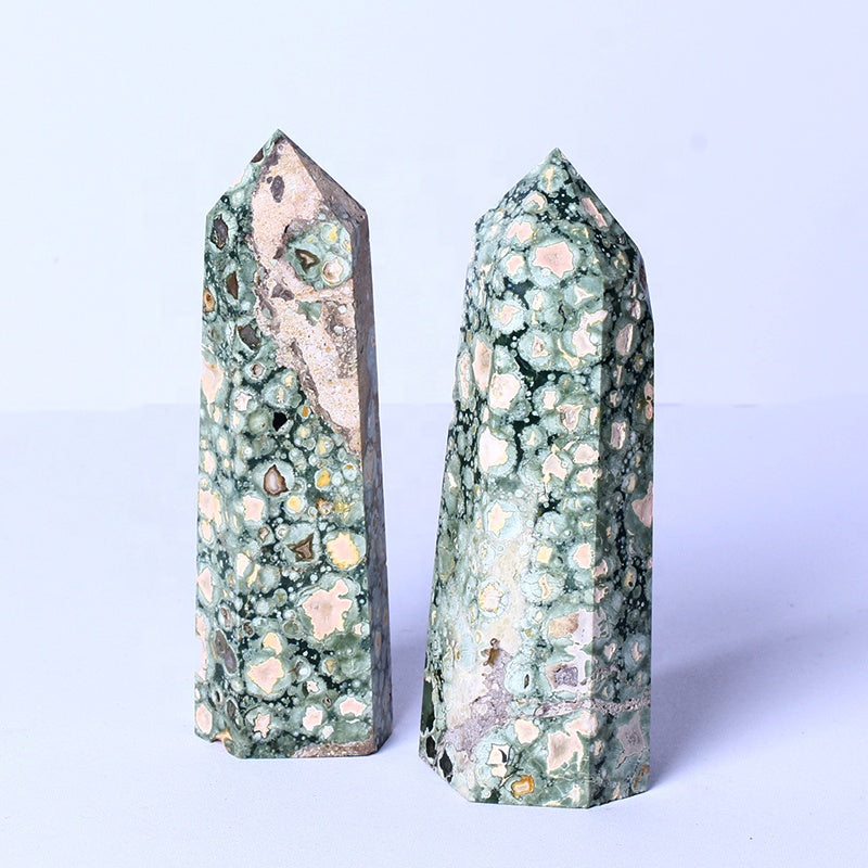 Wholesale bulk Spiritual Quartz Obelisk Healing Stone Tower Green strawberry quartz Towers Point Wand for decoration