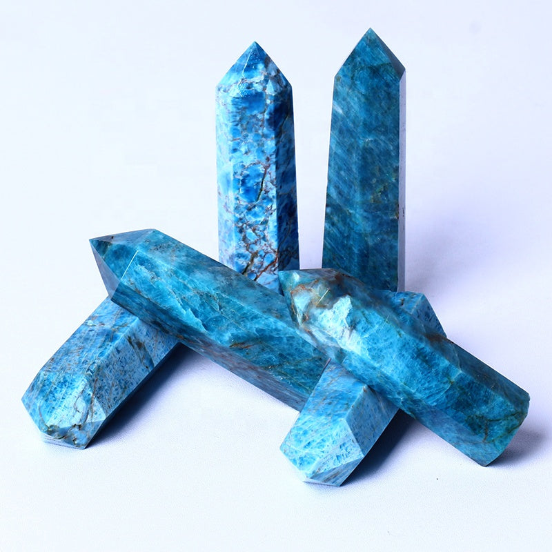 Wholesale Natural Crysta High Quality Quartz Stones Blue Apatite Wand Points For Home Decoration