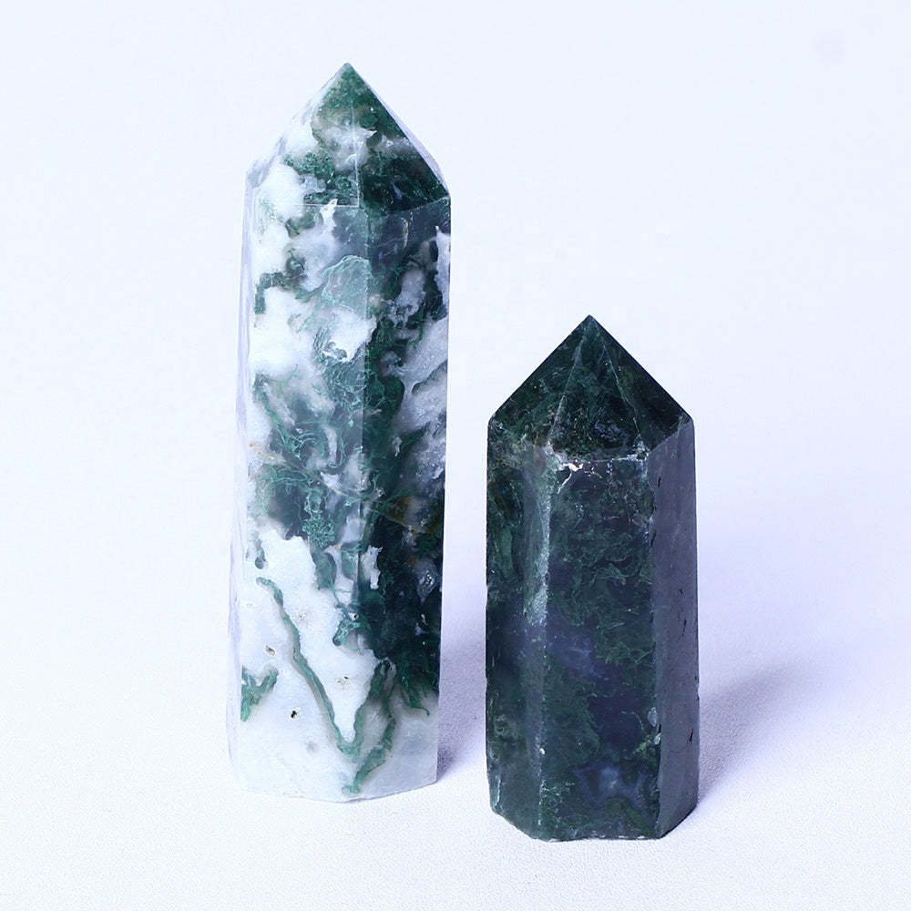 Wholesale bulk Spiritual Quartz Obelisk Healing Stone Tower natural geode moss agate Towers crystal Point Wand for decoration