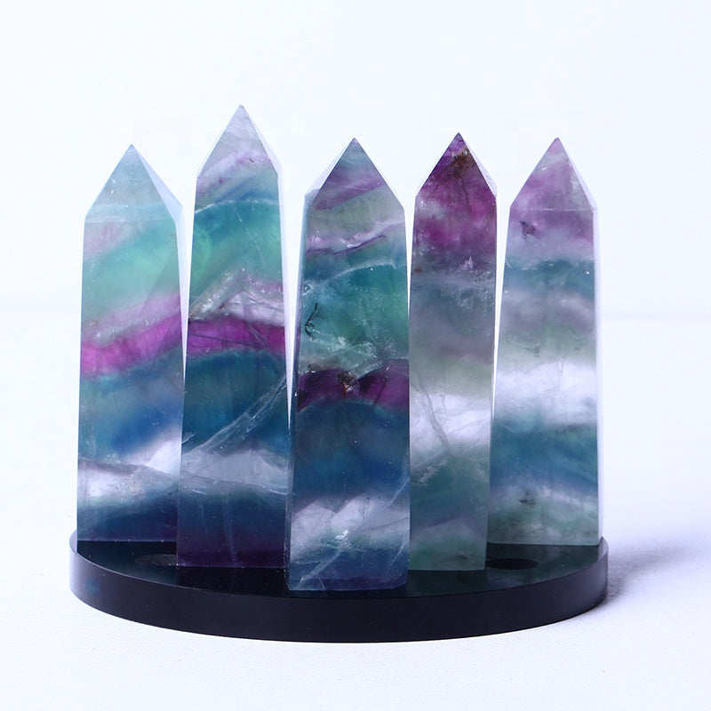 Wholesale Natural Crystal Rainbow Fluorite Tower Point Healing Stone Druzy Gemstone For Home Decoration