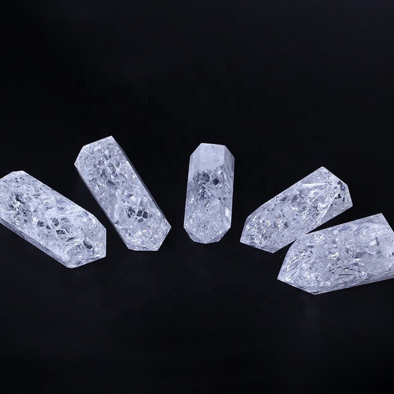Wholesale Clear Quartz Snow Cracked Crystal Point Tower White Quartz Towers Crystal Points For Healing