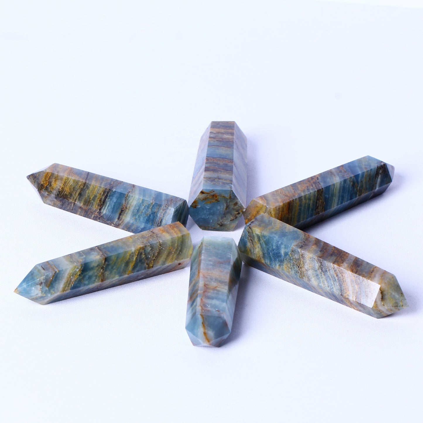 Wholesale Natural Healing Crystal Stones Raw Gemstone Healing Polished Wand Blue Onyx Tower Crystal Crafts Quartz Points For De