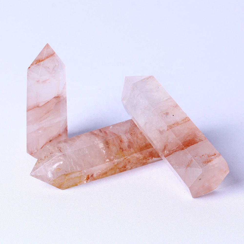 Natural Healing Crystal Stones Red Hematoid Quartz Obelisk Reiki Gemstone Wand Fire Quartz Crystal Tower Point For Decoration