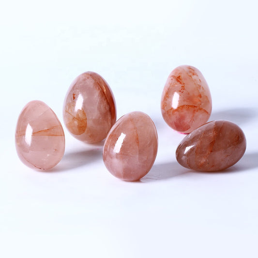 Polished Healing Crystal Stones Hematoid Quartz Eggs Fire Quartz Crystal Natural Gemstone Home Decoration Crystal Image Folk Art