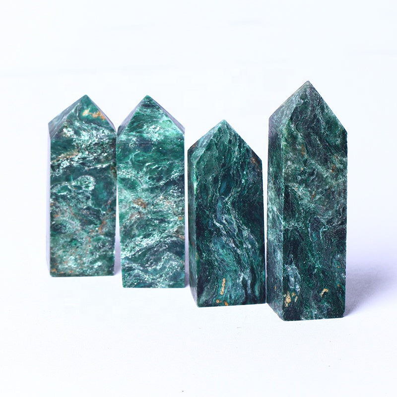 Natural Healing Crystal Eclogite Wholesale Bulk Gemstone Reiki Wands Green Mica Crystal Tower For Decoration