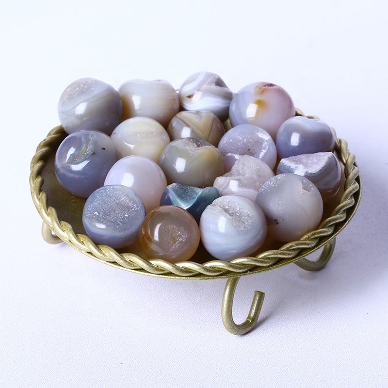 Wholesale High Quality Gemstone Natural Druzy Agate Open Mouth Laughed Mini Sphere For Home Decoration
