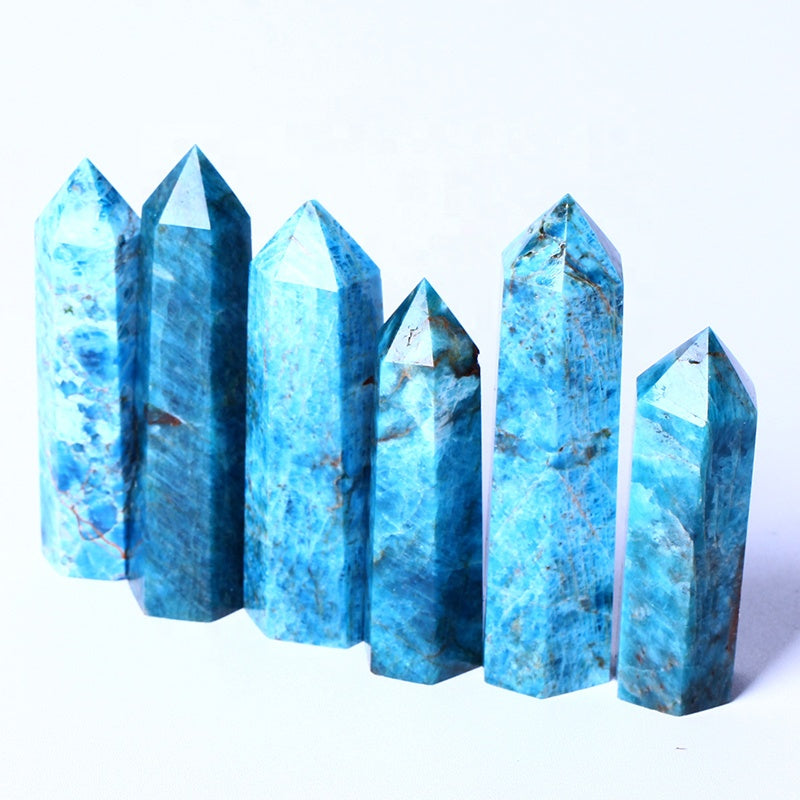 Wholesale Natural Crysta High Quality Quartz Stones Blue Apatite Wand Points For Home Decoration