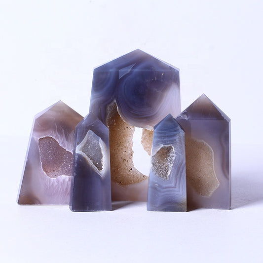New Arrival Natural Healing Crystal Stone Wand Agate Geode Point Quartz Crystal Tower For Gifts