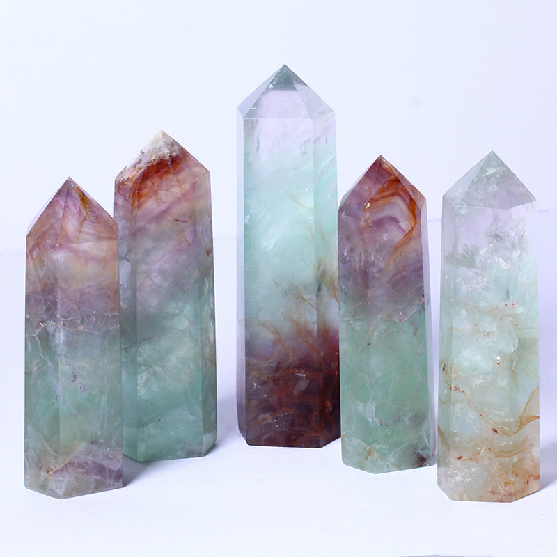 Bulk Wholesale bulk Spiritual Quartz Obelisk Healing Stone Tower natural rainbow fluorite Towers crystal Point Wand for decorate