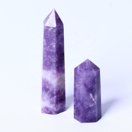 6bulk wholesale crystal craft folk craft crystals healing point natural lepidolite crystal healing point for feng shui decoration