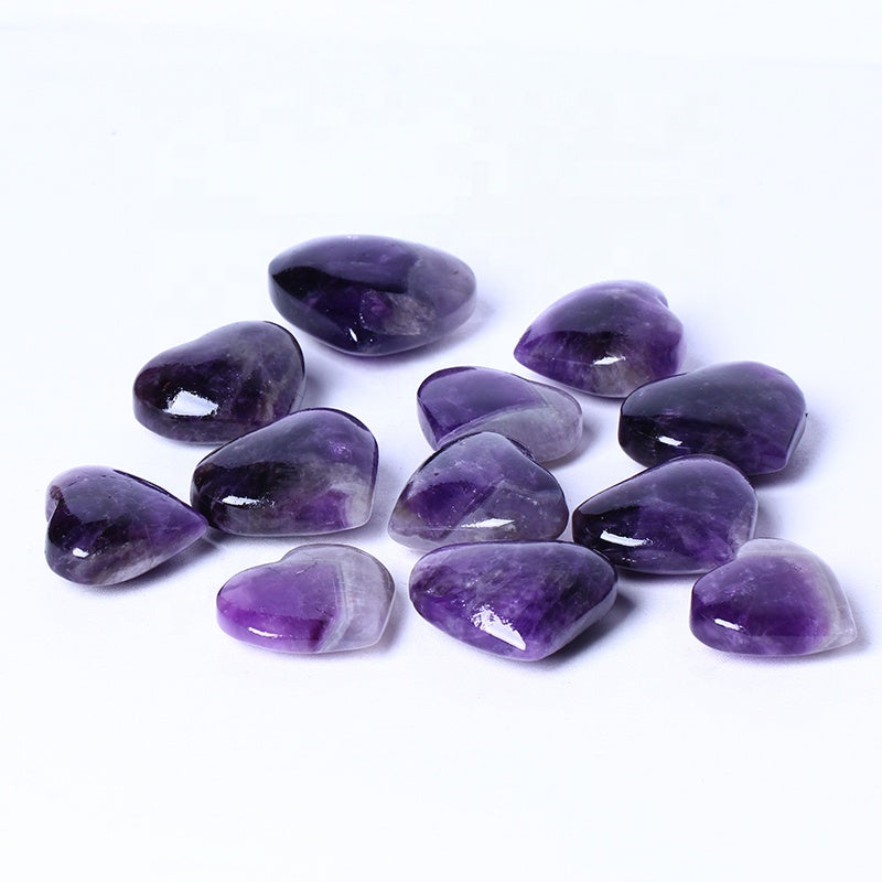 Wholesale Natural Carved Heart Shaped Polished Dream Amethyst Heart Quartz Crystal Heart For Gift