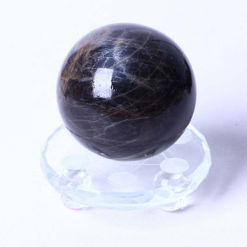 Wholesale Natural Gemstone Healing Stones Crystal Balls Black Moonstone Spheres Polished For Decoration