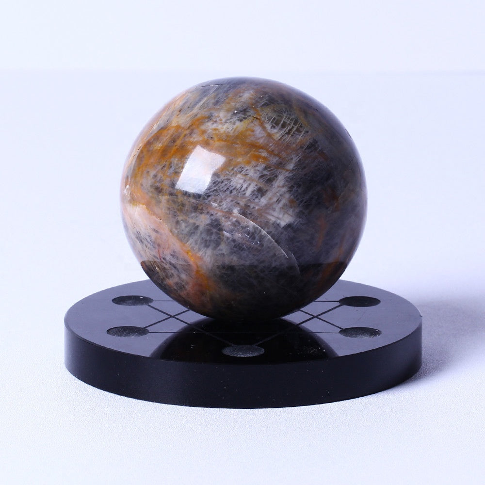 Wholesale Natural Gemstone Healing Stones Crystal Balls Black Moonstone Polished Spheres For Decoration