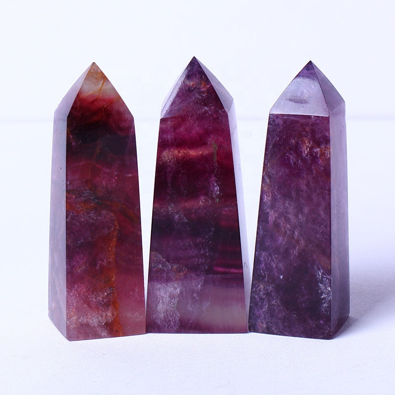 Wholesale Natural Crystal Rainbow Purple Fluorite Tower Point Healing Stone Druzy Gemstone For Home Decoration