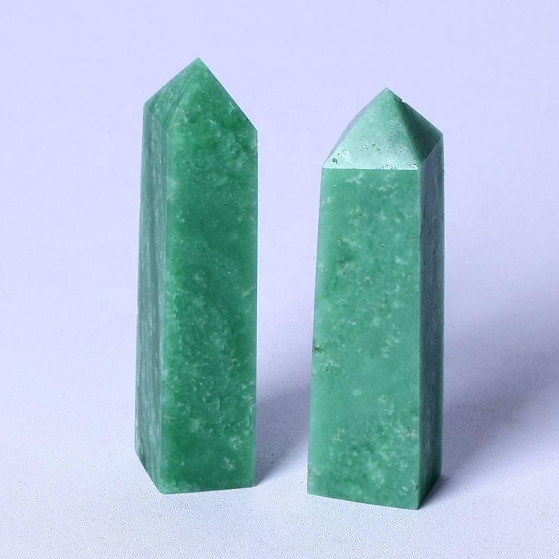 Wholesale Bulk Natural Crystals Healing Stones High Quality Green Ice Jade Tower Spiritual Quartz Wand Point For Home Decoration