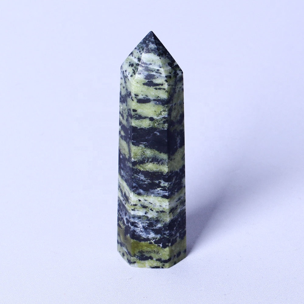 High Quality Wholesale Natural Stones Crystal Healing Point Green And Black Onyx Tower Crafts Crystal Healing Point For Feng Sh