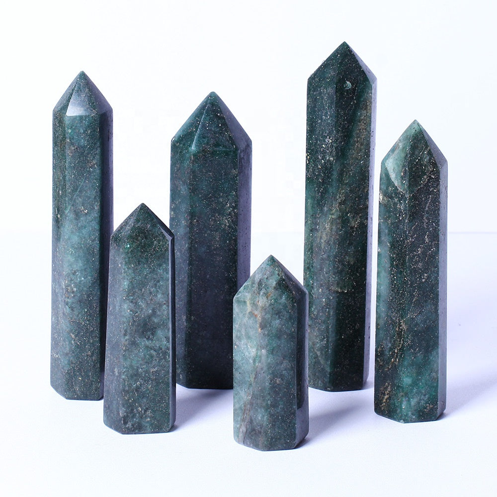 Wholesale bulk Spiritual Quartz Obelisk Healing Stone Tower Green strawberry quartz Towers Point Wand for decoration