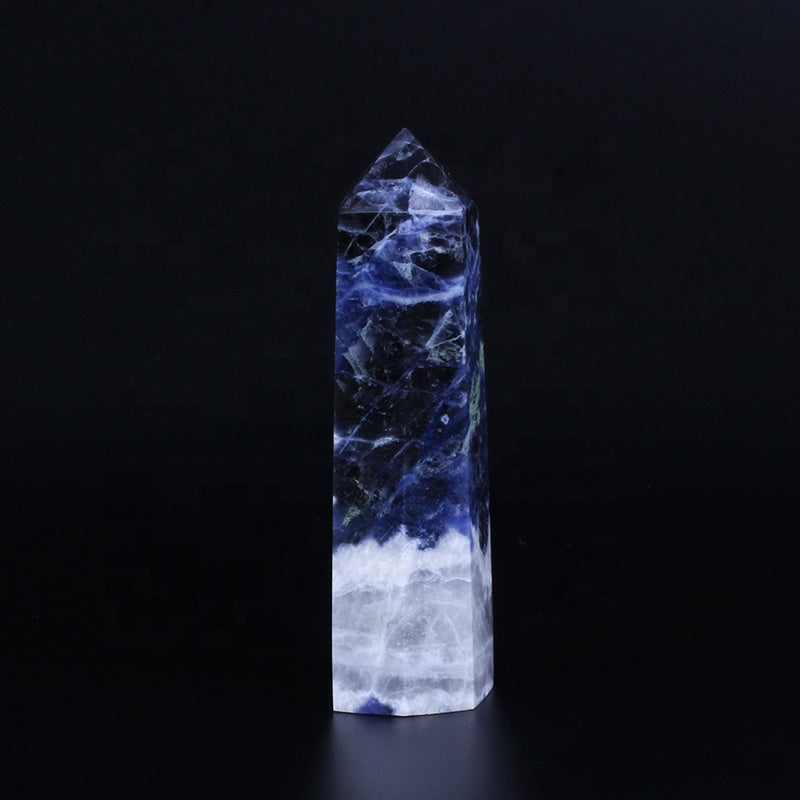 Sodalite Quartz Crystal Point Tower for Healing Blue Wholesale Natural Home Decoration Crystal Image Folk Art Polished Wand