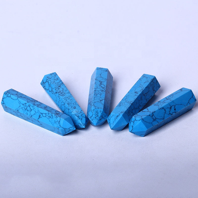 Wholesale Natural Crystal Wand Blue Turquoise Point Quartz Crystal Tower For Healing