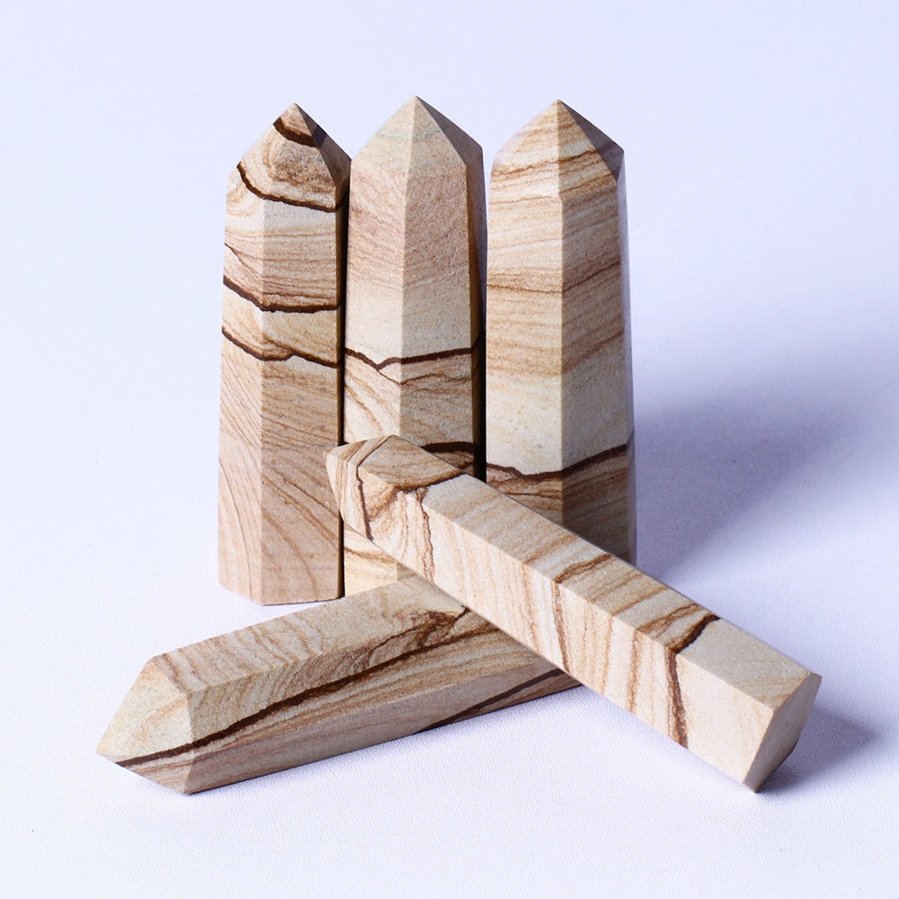 Popular Natural Gemstone Wand Healing Stone Striated Crystal Tower Serpeggiante Crystal Point For Home Decoration