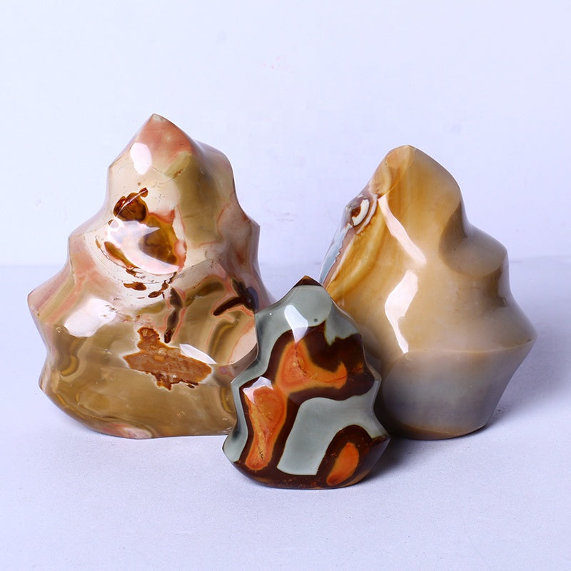 Healing Natural High Quality Crystal Rock Stone Mineral Specimen Rough Polychrome Flame Standing Stone For Home Decoration