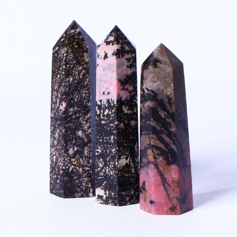 Natural Gemstone Obelisk Healing Stone Crystal Wand Rhodonite Crystal Quartz Tower Points For Home Decoration