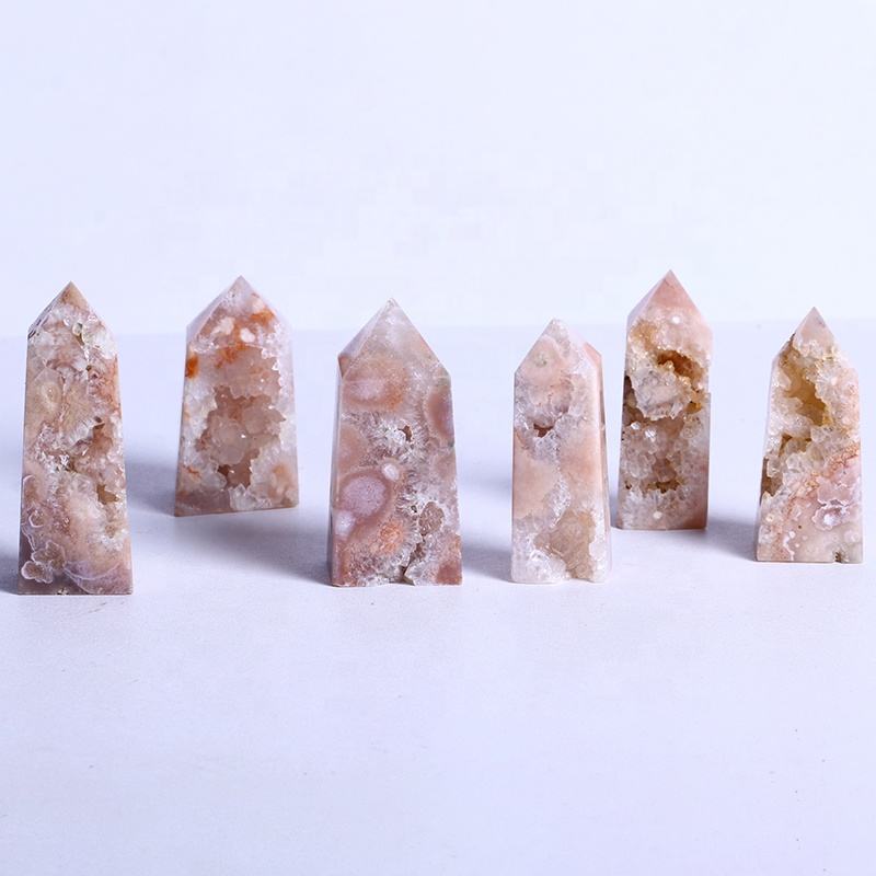 New Arrival Natural Healing Crystal Stone Purpel Wand Pink Agate Geode Point Quartz Crystal Tower For Gifts