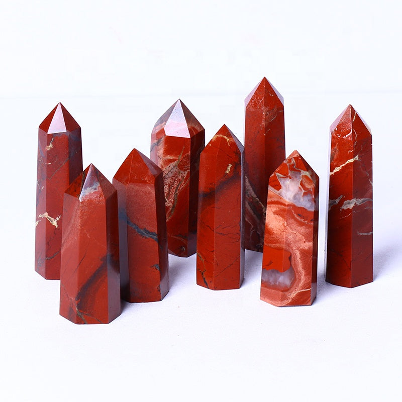 Natural Gemstone Wands High Quality Red Jasper Tower Crystal Point Healing Quartz Tower For Decoration