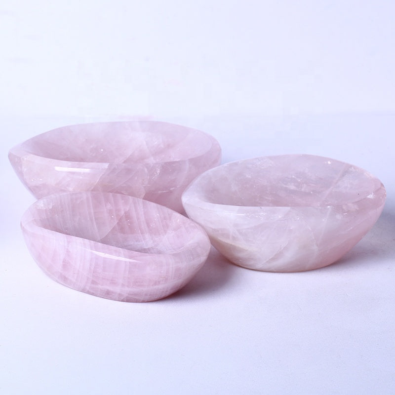 High Quality Polished Healing Quartz Bowl Various Size Purpel Rose Quartz Bowl Crystal Craft Bowl For Decoration