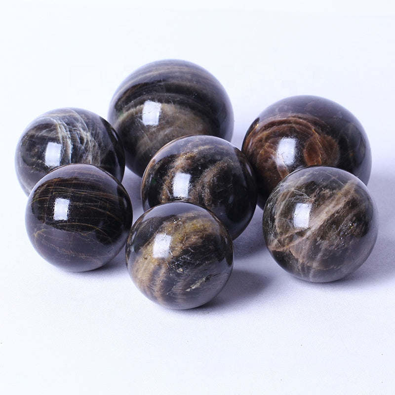 Wholesale Natural Gemstone Healing Stones Crystal Balls Black Moonstone Spheres Polished For Decoration